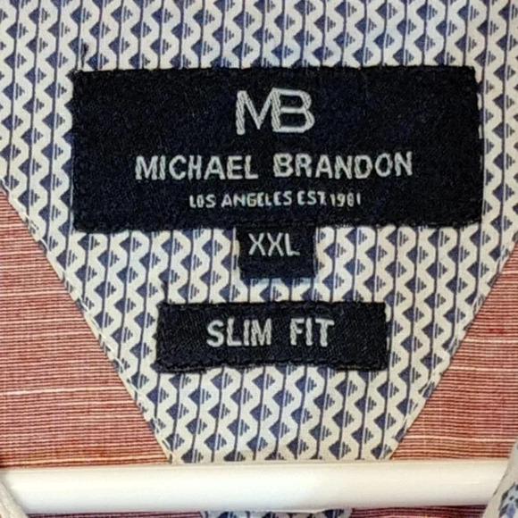 Michael Brandon Men's Red Long Sleeve Button  Up Dress Shirt SLIM FIT XXL - Picture 3 of 12